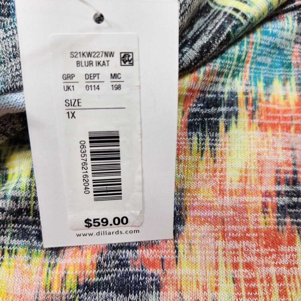 Westbound Women's Multi Color Short Sleeve Blouse Top Plus Blur Ikat Size 1X - Picture 9 of 11